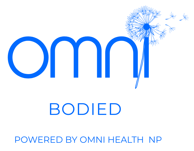 omnibodied.com Logo Blowing Blue Dandelion